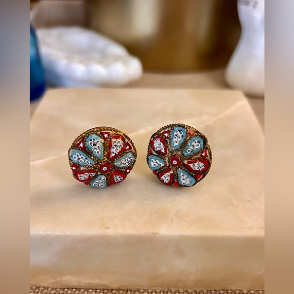 Vintage Micromosaic Clip on Earrings - Picture 9 of 14